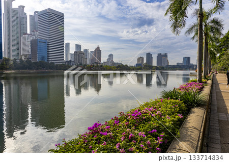 タイ王国バンコクのベンジャキティ公園と高層ビル 133714834