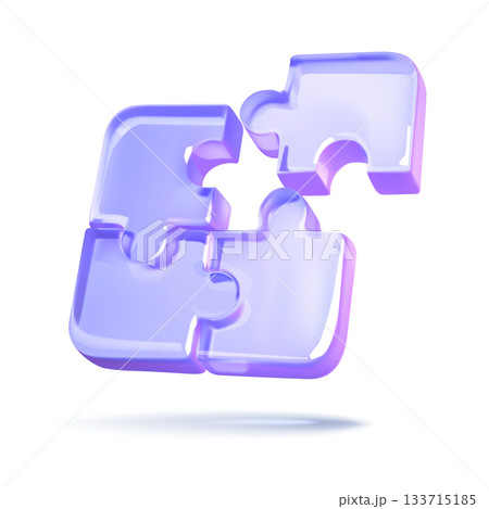 Floating Purple Puzzle Pieces on White Background Floating Purple Puzzle Pieces on White Background 133715185