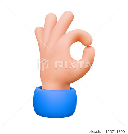3D Ok Hand Gesture with Blue Wristband 3D Ok Hand Gesture with Blue Wristband 133715200