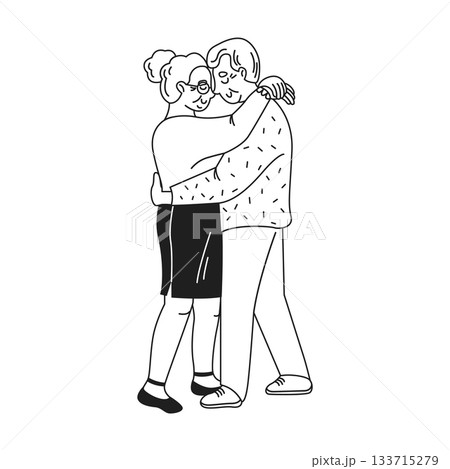 Illustration of Elderly Couple Embracing Illustration of Elderly Couple Embracing 133715279