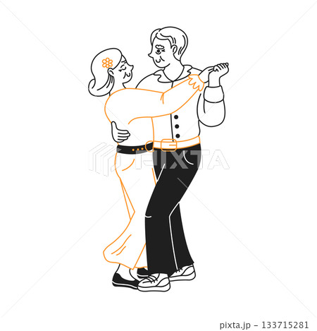 Elderly Couple Dancing Together Silhouette 133715281