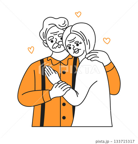 Elderly Couple Embracing with Love 133715317