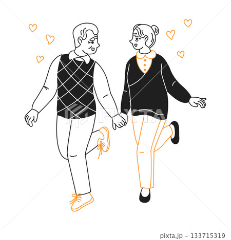 Happy Couple Holding Hands Illustration Happy Couple Holding Hands Illustration 133715319