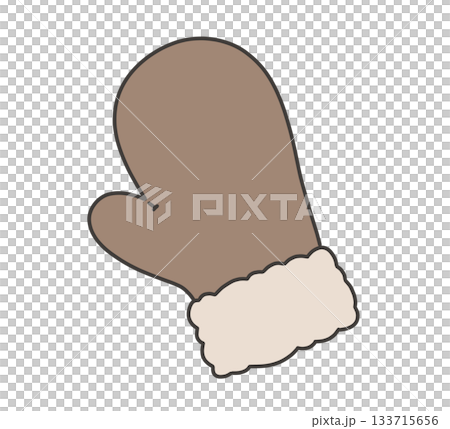 茶色のミトン型手袋のイラスト 133715656