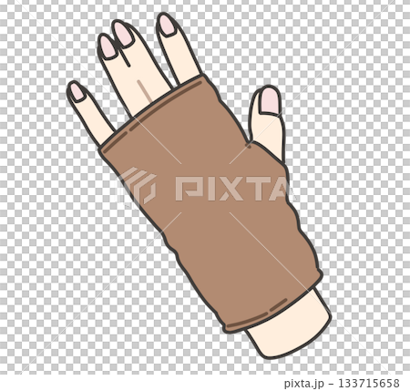 Illustration of brown arm warmers with open fingertips 133715658