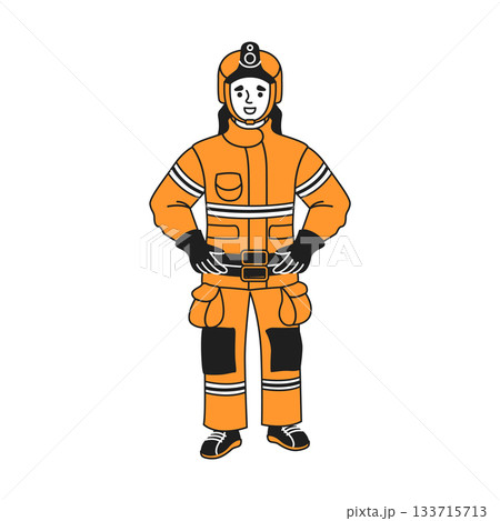 Illustration of firefighter in uniform Illustration of firefighter in uniform 133715713