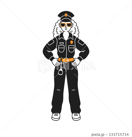 Illustration of Confident Female Officer in Uniform 133715714