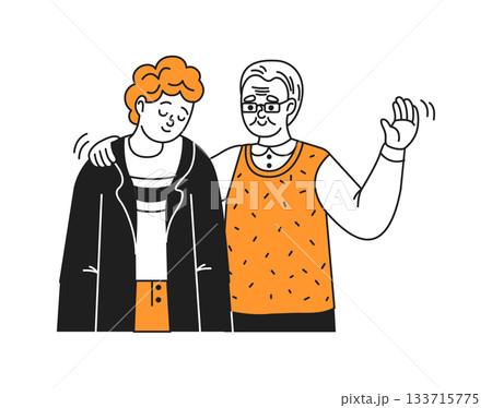 Illustration of Elder and Youthful Person Bonding Illustration of Elder and Youthful Person Bonding 133715775