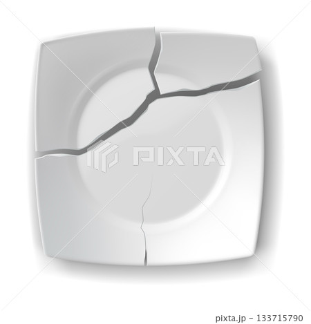 Illustration of Cracked White Plate on White Background Illustration of Cracked White Plate on White Background 133715790
