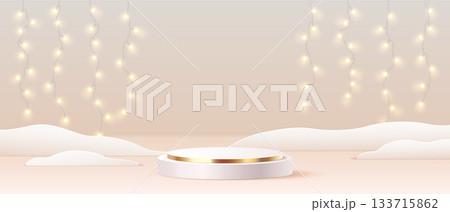 Elegant Podium Display with Soft Lights Backdrop 133715862