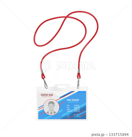 Professional ID Badge with Red Lanyard Professional ID Badge with Red Lanyard 133715894
