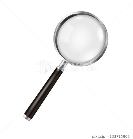 Realistic Magnifying Glass Isolated on White Background Realistic Magnifying Glass Isolated on White Background 133715905