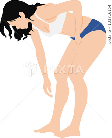 下着を着た女性がひざを痛めて膝にに手を当てているイラスト 下着を着た女性がひざを痛めて膝にに手を当てているイラスト 133716154
