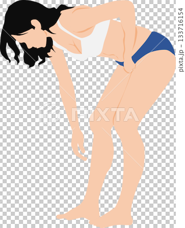 下着を着た女性がひざを痛めて膝にに手を当てているイラスト 下着を着た女性がひざを痛めて膝にに手を当てているイラスト 133716154