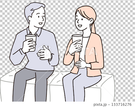 Business people chatting over coffee during a break Business people chatting over coffee during a break 133716276