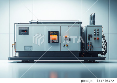 Emergency power supply. Large generator for supplying electrical and thermal energy. Used in apartment buildings. Emergency power supply. Large generator for supplying electrical and thermal energy. Used in apartment buildings. 133716372