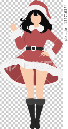 Illustration of a woman dressed as Santa Claus Illustration of a woman dressed as Santa Claus 133716374