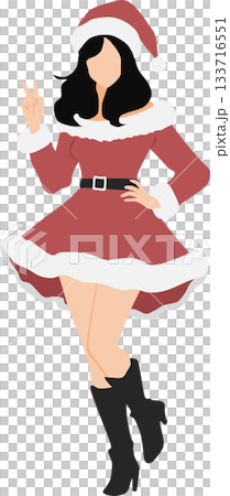 サンタクロースの恰好をした女性のイラスト 133716551