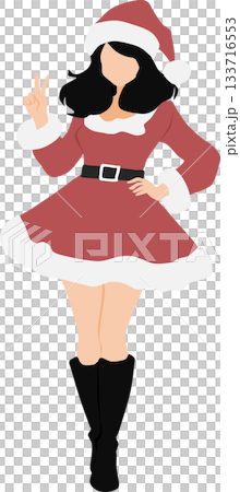 一位裝扮成聖誕老人的女士的插圖 133716553