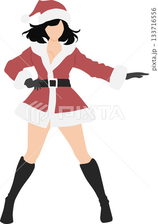 サンタクロースの恰好をした女性のイラスト 133716556