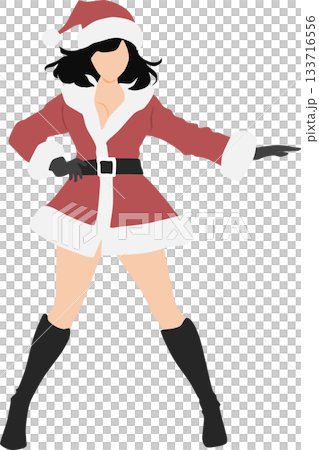 サンタクロースの恰好をした女性のイラスト 133716556