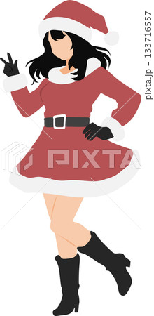 サンタクロースの恰好をした女性のイラスト 133716557