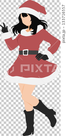 サンタクロースの恰好をした女性のイラスト 133716557
