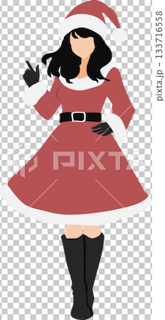 サンタクロースの恰好をした女性のイラスト サンタクロースの恰好をした女性のイラスト 133716558