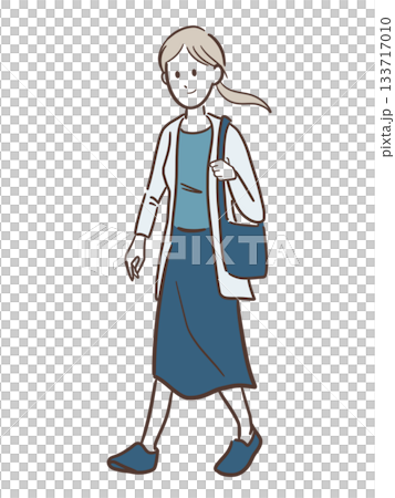 Illustration of a young woman carrying a shoulder bag 133717010