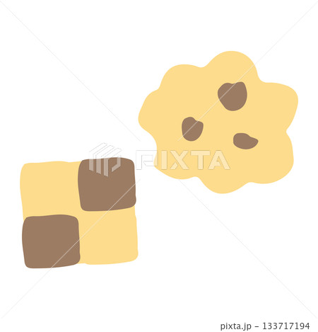 やさしい園じかんイラスト（主線なし・ゆるかわ）｜おやつ（クッキー）のイラスト 133717194