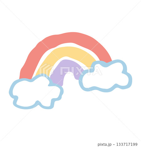 やさしい園じかんイラスト（主線なし・ゆるかわ）｜虹のイラスト 133717199