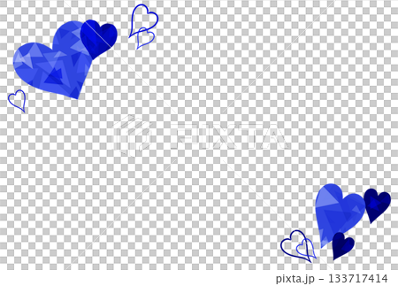 濃い青色の宝石のようなハートのフレーム 133717414