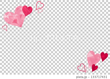 ピンク色の宝石のようなハートのフレーム ピンク色の宝石のようなハートのフレーム 133717431