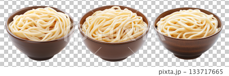 Japanese udon noodles served in light broth, top view and isolated on white background, representing Japanese cuisine Japanese udon noodles served in light broth, top view and isolated on white background, representing Japanese cuisine 133717665