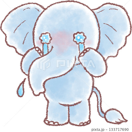 かわいいゾウのイラスト_泣く_泣いている象さん 133717690