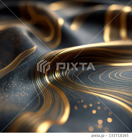 Abstract Gold and Dark Blue Wave Patterns with Shimmering Texture Abstract Gold and Dark Blue Wave Patterns with Shimmering Texture 133718165