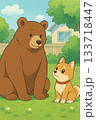 飼い犬とくまのイラスト 133718447