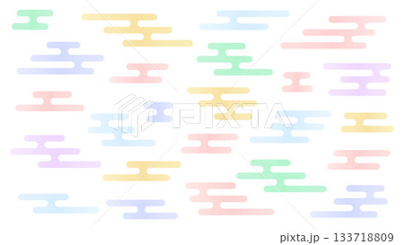 パステルカラーの日本の伝統的な文様のエ霞/えがすみのセット - おしゃれでかわいい和風のカラフル装飾 パステルカラーの日本の伝統的な文様のエ霞/えがすみのセット - おしゃれでかわいい和風のカラフル装飾 133718809