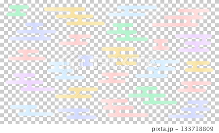 パステルカラーの日本の伝統的な文様のエ霞/えがすみのセット - おしゃれでかわいい和風のカラフル装飾 パステルカラーの日本の伝統的な文様のエ霞/えがすみのセット - おしゃれでかわいい和風のカラフル装飾 133718809