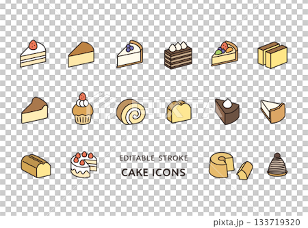 いろんなケーキのアイコンセット いろんなケーキのアイコンセット 133719320
