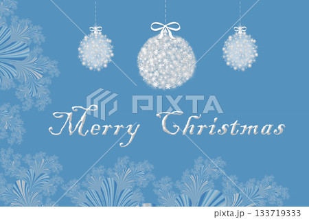 Merry Christmas and Happy New year with fractal embellishment, winter card concept 133719333