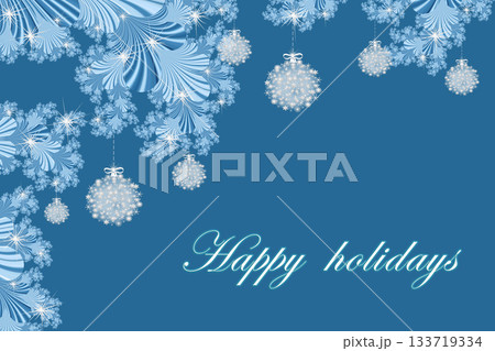Merry Christmas and Happy New year with fractal embellishment, winter card concept 133719334