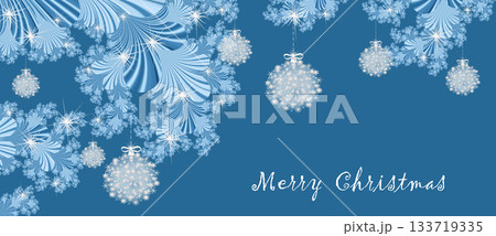Merry Christmas and Happy New year with fractal embellishment, winter card concept 133719335