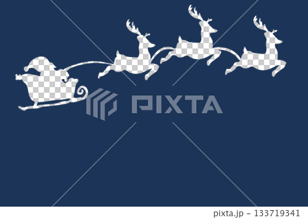 サンタのシルエット｜冬の森の背景イラスト素材 133719341