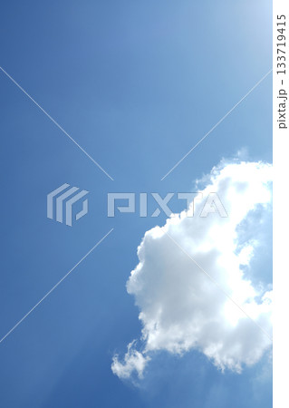 vertical image. Blue sky white clouds and Beautiful puffy fluffy cumulus cloud, cloudscape background. 133719415