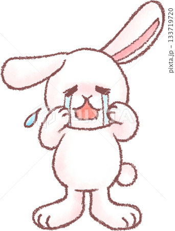 可愛いいうさぎのイラスト_泣いているうさぎのイラスト 133719720