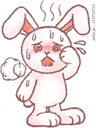 可愛いいうさぎのイラスト_熱が出て頭がフラフラしているうさぎ 133719723