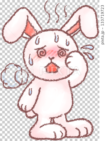 可愛いいうさぎのイラスト_熱が出て頭がフラフラしているうさぎ 133719723
