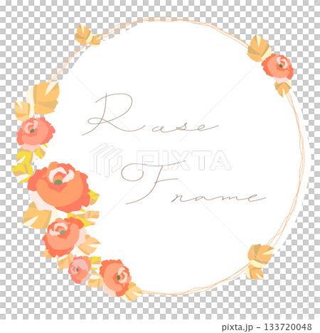 A floral wreath-style frame with a retro rose design. A floral wreath-style frame with a retro rose design. 133720048