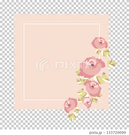 花卉邊框。復古玫瑰設計。浪漫植物圖案。 花卉邊框。復古玫瑰設計。浪漫植物圖案。 133720099